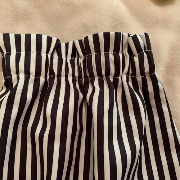 Black and Grayish/Ivory Paper Bag Waist Pants - Picture 10 of 15